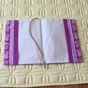 NWT, Purple and White Fabric Book Cover With Dragons.